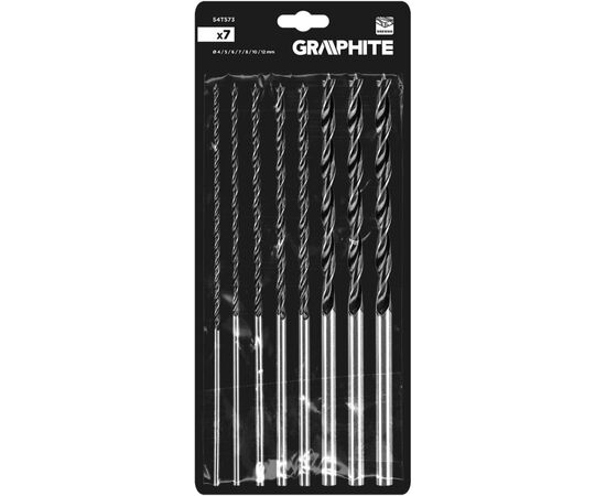 Набор сверл Graphite по дереву, удлиненные, 4–8,10,12x300мм, 7шт (54T573), изображение 9