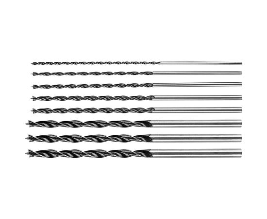 Набор сверл Graphite по дереву, удлиненные, 4–8,10,12x300мм, 7шт (54T573)