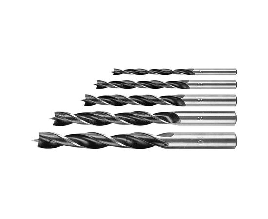 Набор сверл Graphite по дереву, спиральные, 4-6,8,10мм, 5шт (54T574)