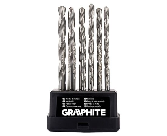 Набор сверл Graphite по металлу, HSS-G, 1.5–6.5мм, кейс, 13шт (54T915)
