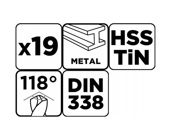Набор сверл Graphite по металлу, HSS TiN, 1-10мм, кейс, 19шт (54T950), изображение 6