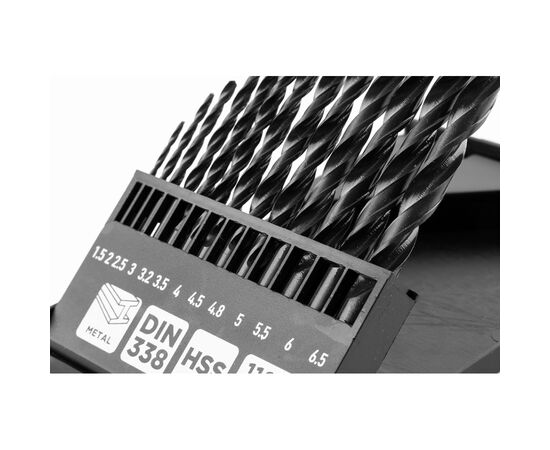 Набор сверл Graphite по металлу, HSS, 1.5–6.5мм, кейс, 13шт (54T930), изображение 2