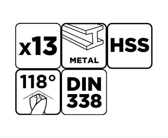 Набор сверл Graphite по металлу, HSS, 1.5–6.5мм, кейс, 13шт (54T930), изображение 3