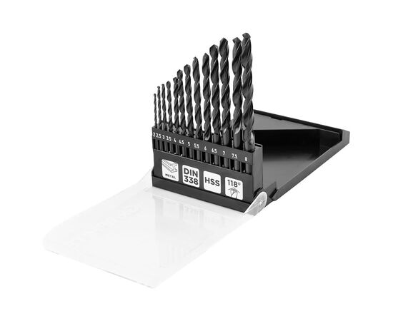 Набор сверл Graphite по металлу, HSS, 2–8мм, кейс, 13шт (54T935)
