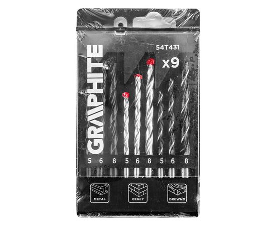 Набор сверл Graphite по металлу, кирпичу, 5–6,8мм, 9шт (54T431), изображение 6