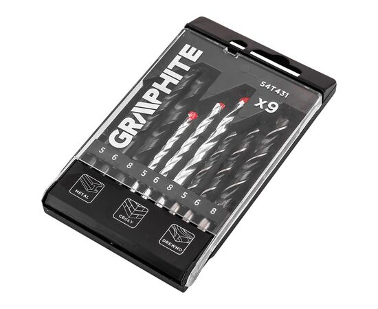 Набор сверл Graphite по металлу, кирпичу, 5–6,8мм, 9шт (54T431), изображение 7