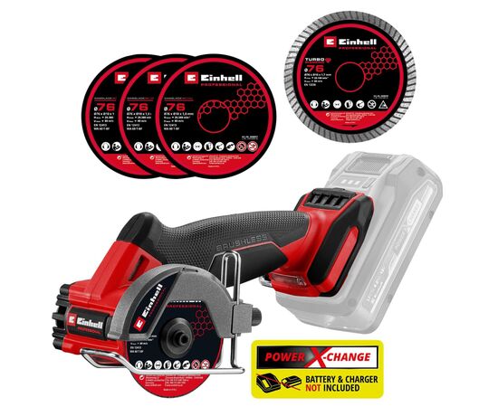 Шліфувальна машина Einhell TP-CO 18/76-C Li BL-Solo, 16мм, 18V, 20000об/хв, 0.67кг (без АКБ та ЗП) (4432000), зображення 6