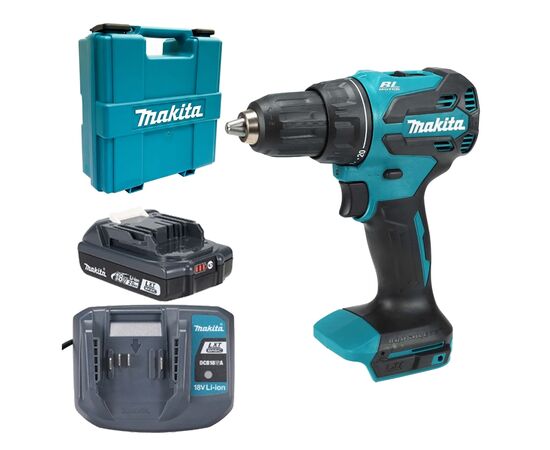 Шуруповерт Makita DDF490WV, 18V, АКБ 1x2Ah, 27·65Нм, 0-500·0-1900об/хв, кейс, 1.4кг (DDF490WV)