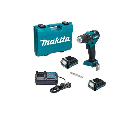 Шуруповерт Makita DF332DWYE, 10.8V, АКБ 2x1.5Ah, 21·35Нм, 0-450·0-1500об/хв, ЗП, кейс, 0.86кг (DF332DWYE)