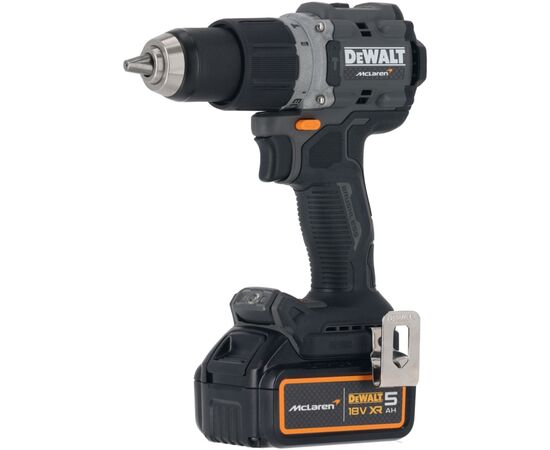 Шуруповерт DeWALT McLaren F1 TEAM LIMITED EDITION, 18V, АКБ 2x5Ah, 90Нм, 0-450·0-1650об/хв, кейс, ЗП, 1.34кг (DCD85MP2T), зображення 2