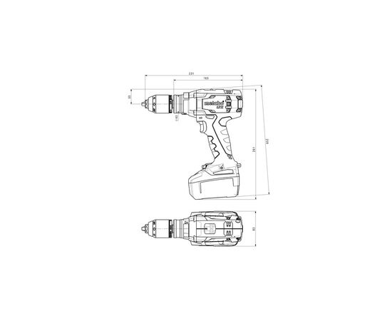 Шуруповерт Metabo SB 18 LTX Impuls Li-Power, 18V, АКБ 2x4Ah, 55·110Нм, 0-500·0-1700об/хв, 1.8кг (602192500), зображення 3