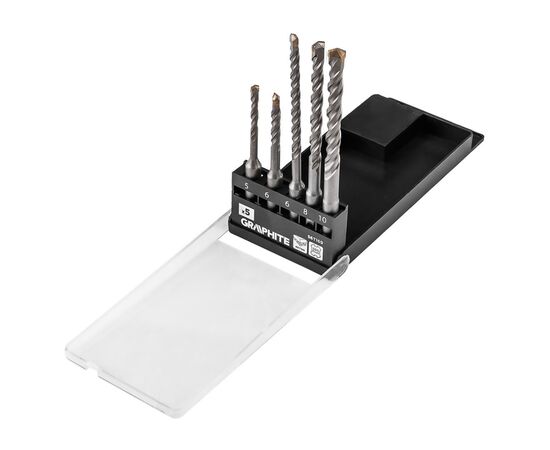 Набор буров Graphite по бетону, SDS Plus, 5x6x110мм, 6x8x10x160мм, кейс, 5шт (56T169)